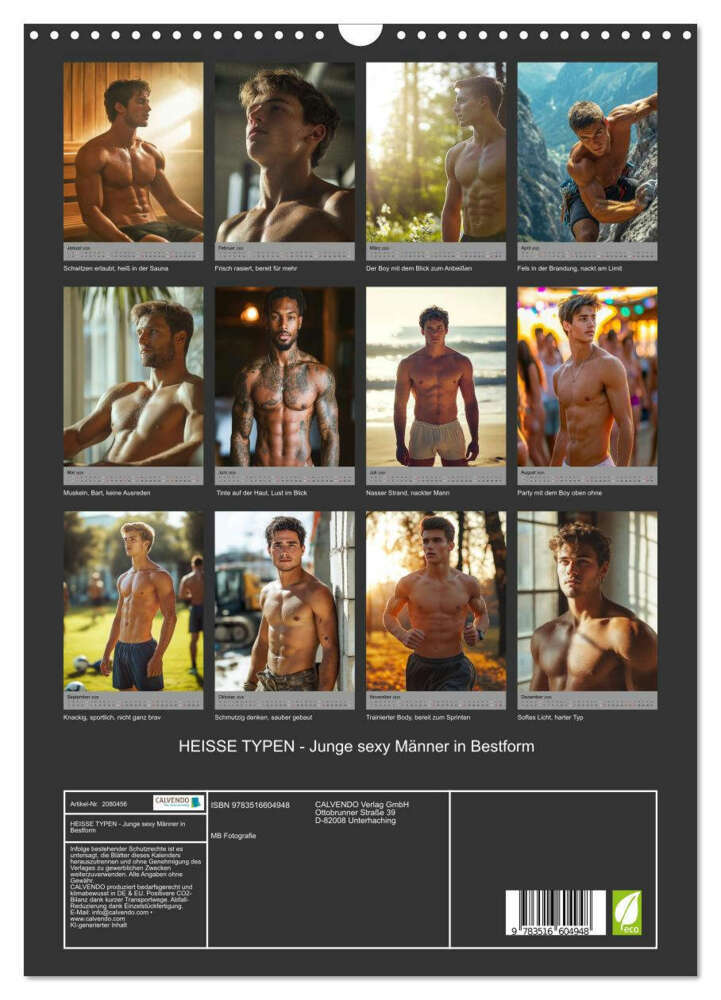Weitere Ansicht: HEISSE TYPEN - Junge sexy Männer in Bestform (Wandkalender 2026 DIN A3 hoch), CALVENDO Monatskalender | MB Fotografie, Calvendo