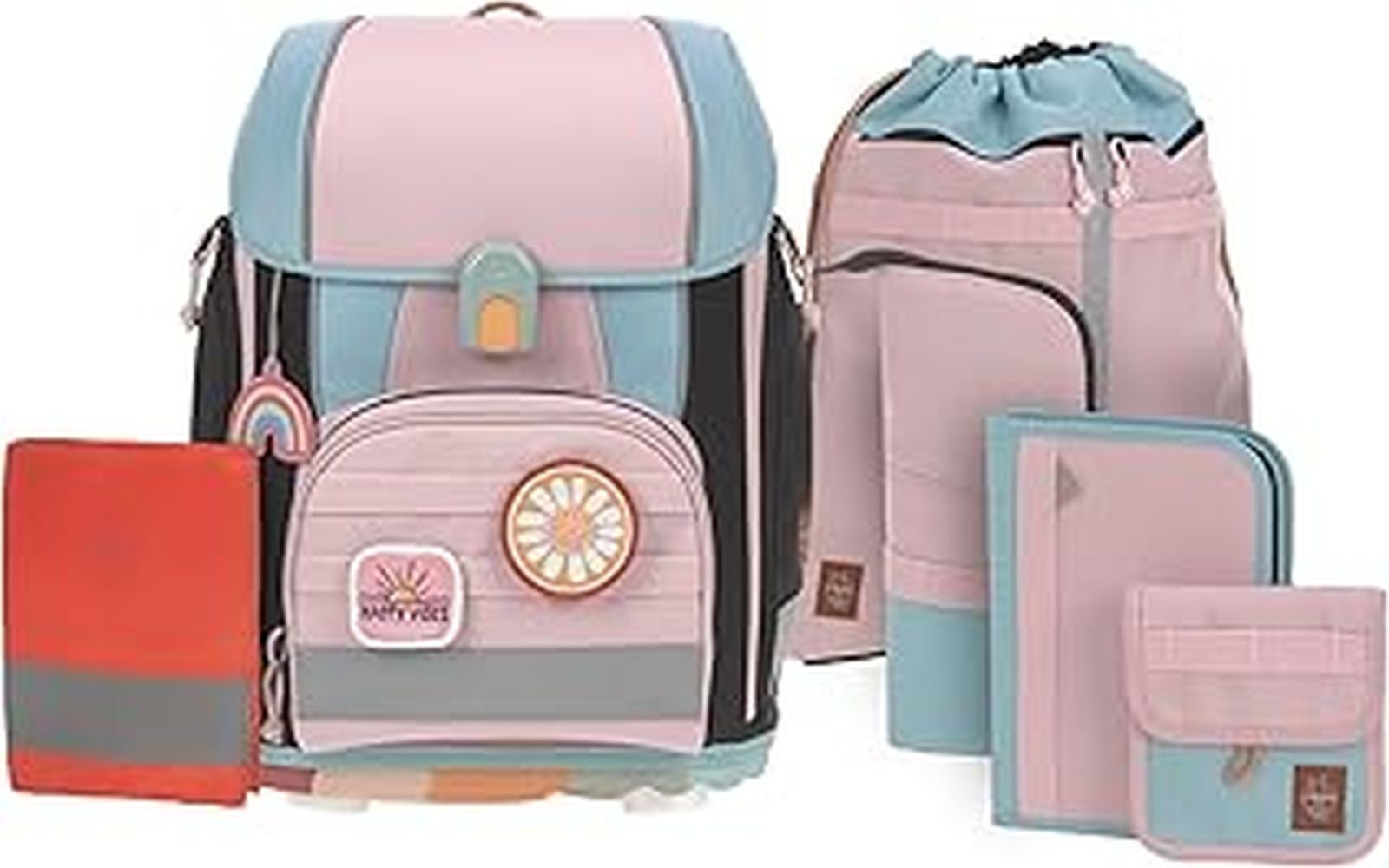 Produktbild: Schulranzen-Set BOXY UNIQUE (30x25x42) 7-teilig in rose/blue