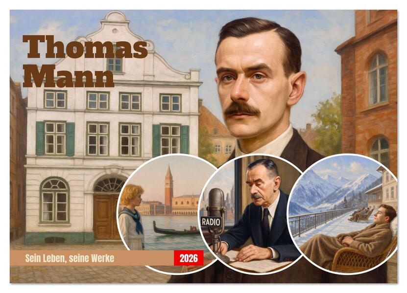 Produktbild: Thomas Mann. Sein Leben, seine Werke (Wandkalender 2026 DIN A4 quer), CALVENDO Monatskalender | Steffani Lehmann, Calvendo