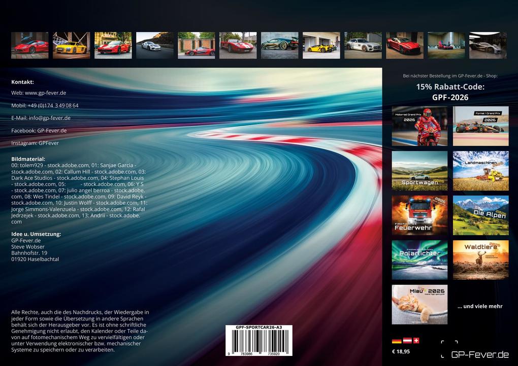 Weitere Ansicht: Sportwagen - PS-Boliden - 2026 - Kalender DIN A3