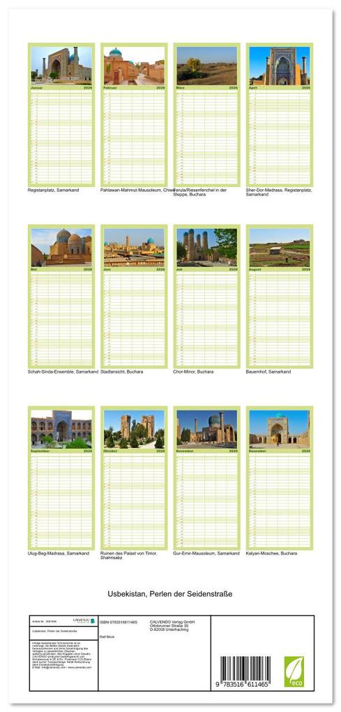 Weitere Ansicht: Familienplaner 2026 - Usbekistan, Perlen der Seidenstraße mit 5 Spalten (Wandkalender, 21 x 45 cm) CALVENDO | Calvendo, Ralf Mock