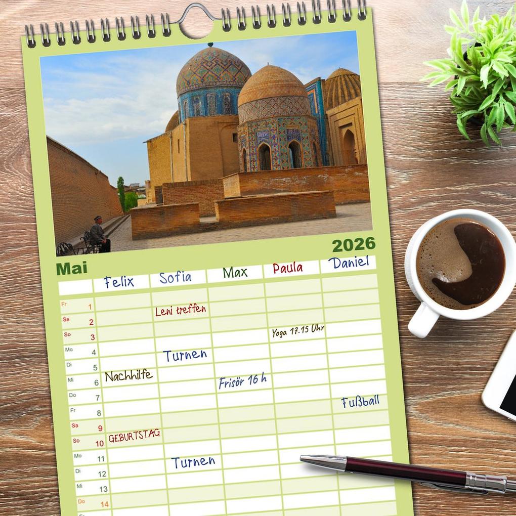 Weitere Ansicht: Familienplaner 2026 - Usbekistan, Perlen der Seidenstraße mit 5 Spalten (Wandkalender, 21 x 45 cm) CALVENDO | Calvendo, Ralf Mock