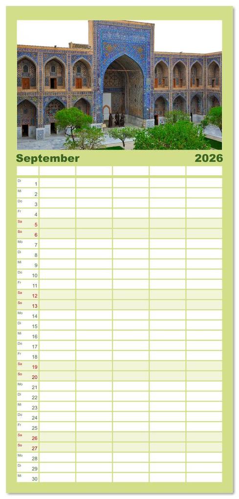 Weitere Ansicht: Familienplaner 2026 - Usbekistan, Perlen der Seidenstraße mit 5 Spalten (Wandkalender, 21 x 45 cm) CALVENDO | Calvendo, Ralf Mock