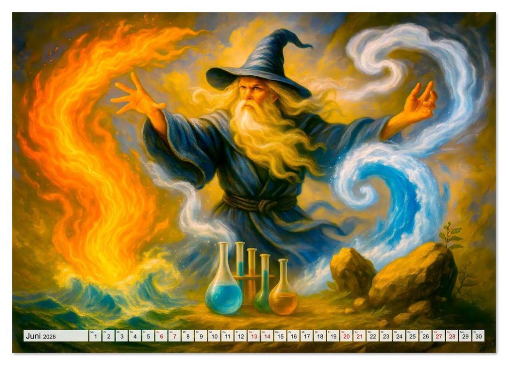 Weitere Ansicht: Magische Meister - Kalender über Zauberer und ihre Kräfte (Tischkalender 2026 DIN A5 quer), CALVENDO Monatskalender | Anja Frost, Calvendo