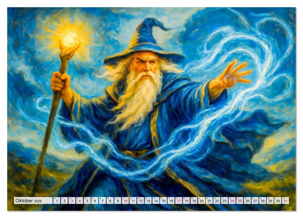 Weitere Ansicht: Magische Meister - Kalender über Zauberer und ihre Kräfte (Tischkalender 2026 DIN A5 quer), CALVENDO Monatskalender | Anja Frost, Calvendo