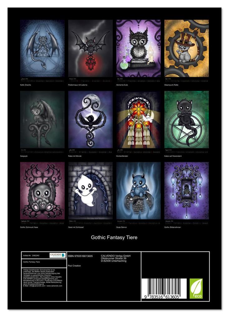 Weitere Ansicht: Gothic Fantasy Tiere (Wandkalender 2026 DIN A4 hoch), CALVENDO Monatskalender | Pezi Creation, Calvendo