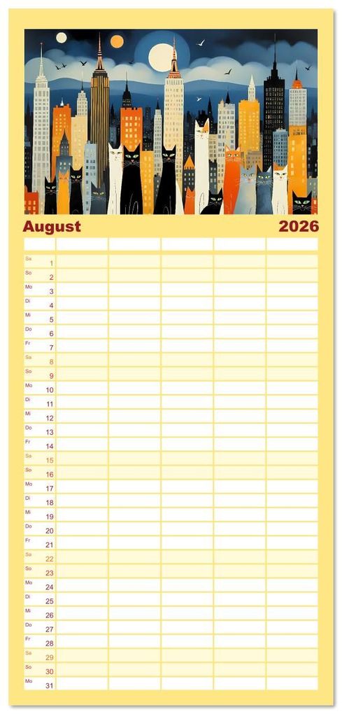 Weitere Ansicht: Familienplaner 2026 - Schnurrendes Katzengetümmel mit 5 Spalten (Wandkalender, 21 x 45 cm) CALVENDO | Calvendo, Renate Utz