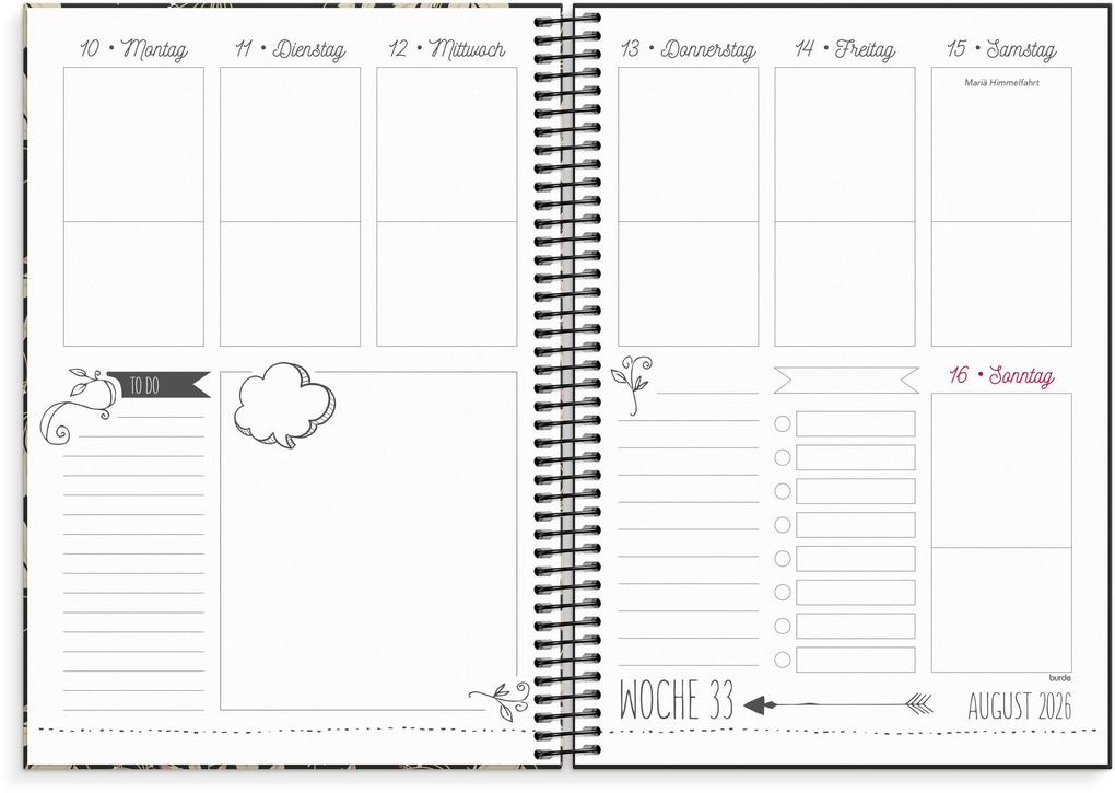 Weitere Ansicht: Burde Kalender Doodle Blumen 2026