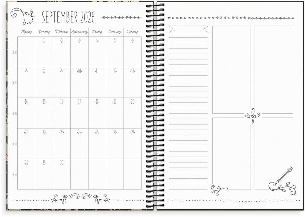 Weitere Ansicht: Burde Kalender Doodle Blumen 2026