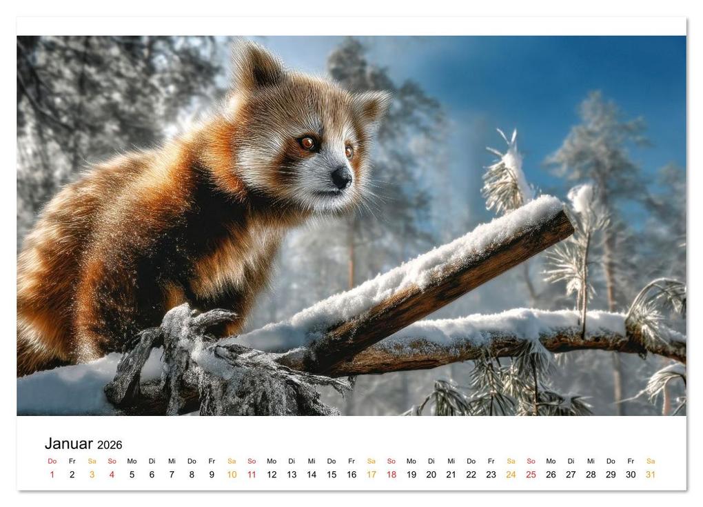 Weitere Ansicht: Roter Panda - die Stimme der Wildnis (Wandkalender 2026 DIN A4 quer), CALVENDO Monatskalender | Calvendo, Peter Roder