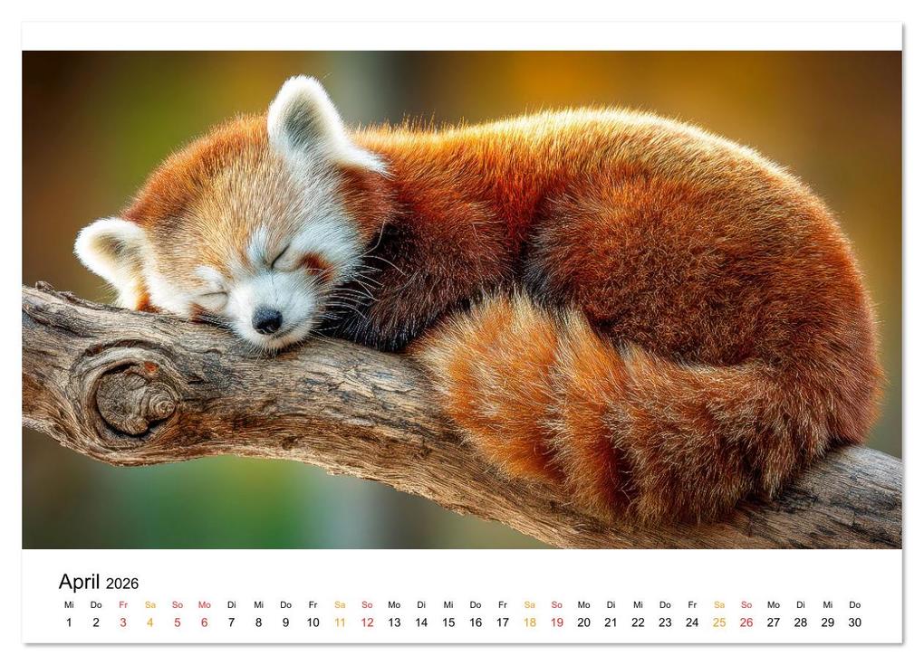 Weitere Ansicht: Roter Panda - die Stimme der Wildnis (Wandkalender 2026 DIN A4 quer), CALVENDO Monatskalender | Calvendo, Peter Roder