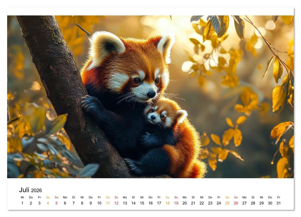 Weitere Ansicht: Roter Panda - die Stimme der Wildnis (Wandkalender 2026 DIN A4 quer), CALVENDO Monatskalender | Calvendo, Peter Roder