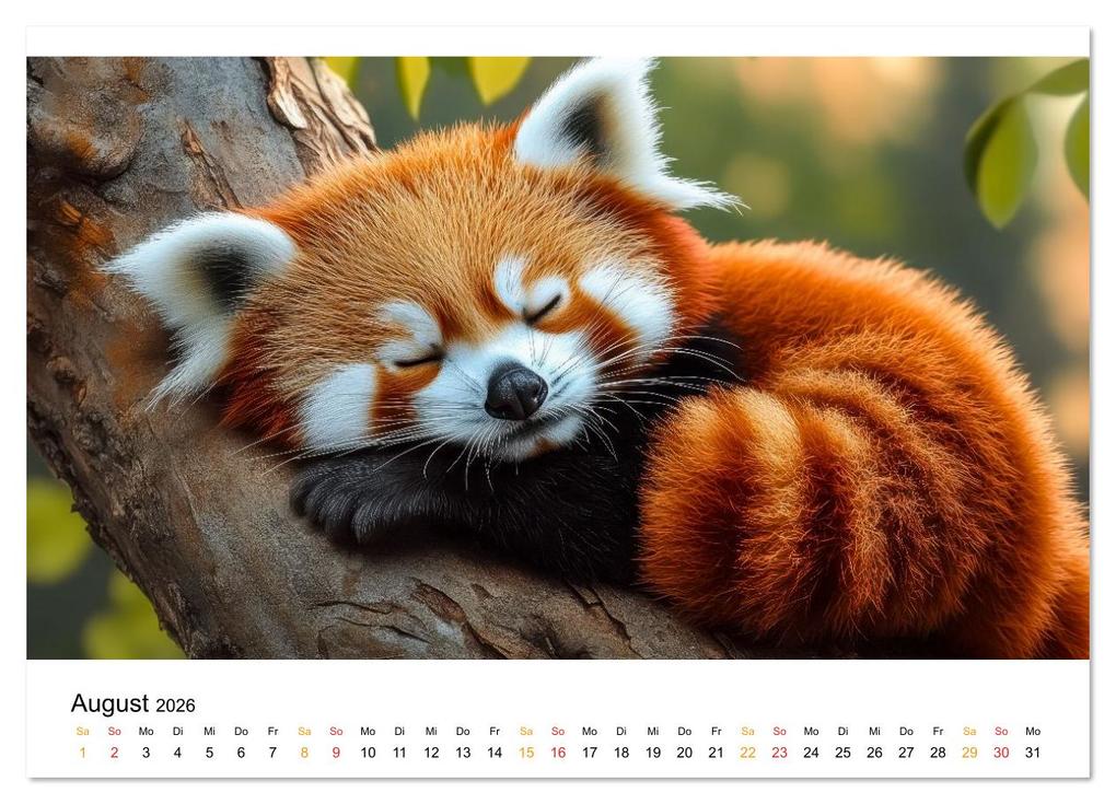 Weitere Ansicht: Roter Panda - die Stimme der Wildnis (Wandkalender 2026 DIN A4 quer), CALVENDO Monatskalender | Calvendo, Peter Roder