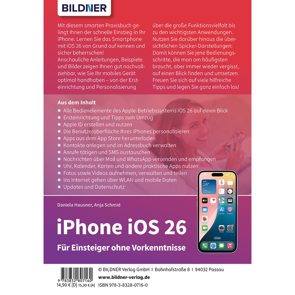 Weitere Ansicht: Apple iPhone mit iOS 26 - Das Buch für Einsteiger ohne Vorkenntnisse | Anja Schmid, Daniela Hausner