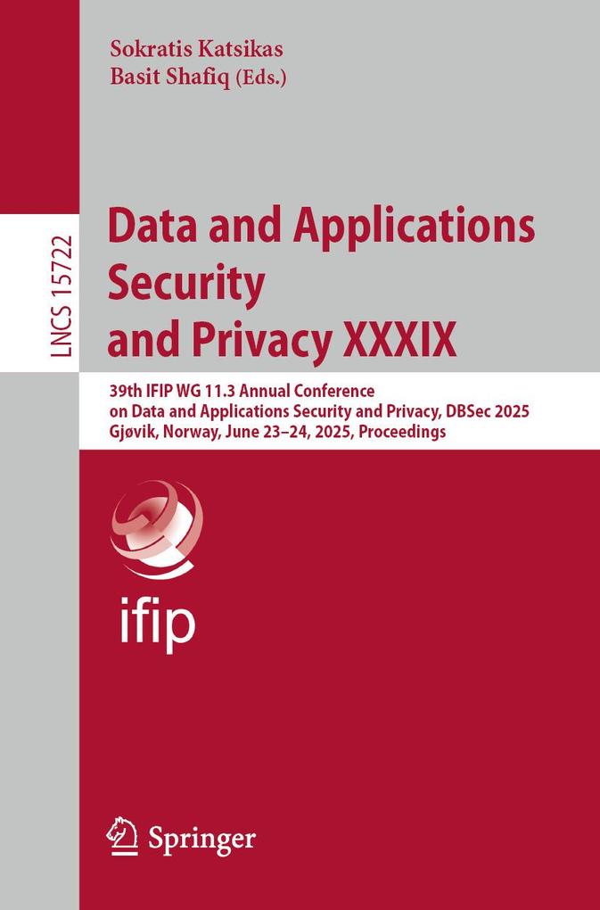 Produktbild: Data and Applications Security and Privacy XXXIX