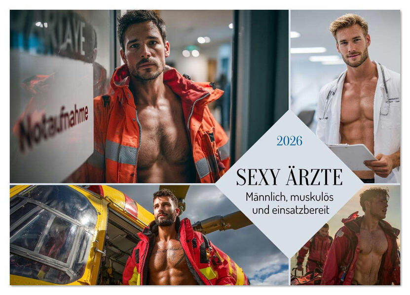 Produktbild: SEXY ÄRZTE - Männlich, muskulös und einsatzbereit (Wandkalender 2026 DIN A3 quer), CALVENDO Monatskalender | MB Fotografie, Calvendo