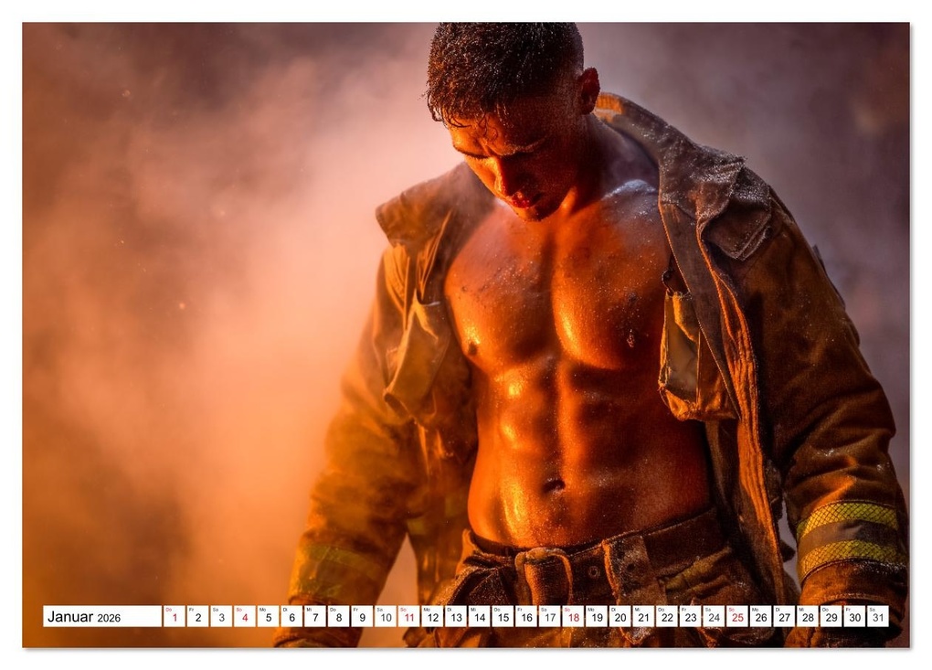 Weitere Ansicht: Feuerwehrmänner - Sexy Körper und heiße Flammen (Tischkalender 2026 DIN A5 quer), CALVENDO Monatskalender | MB Fotografie, Calvendo