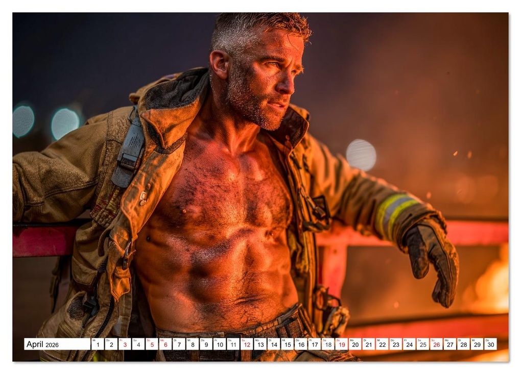 Weitere Ansicht: Feuerwehrmänner - Sexy Körper und heiße Flammen (Tischkalender 2026 DIN A5 quer), CALVENDO Monatskalender | MB Fotografie, Calvendo