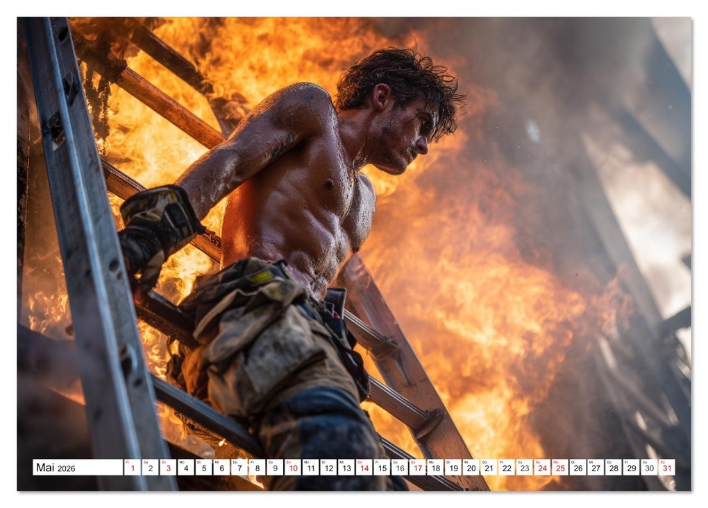 Weitere Ansicht: Feuerwehrmänner - Sexy Körper und heiße Flammen (Tischkalender 2026 DIN A5 quer), CALVENDO Monatskalender | MB Fotografie, Calvendo