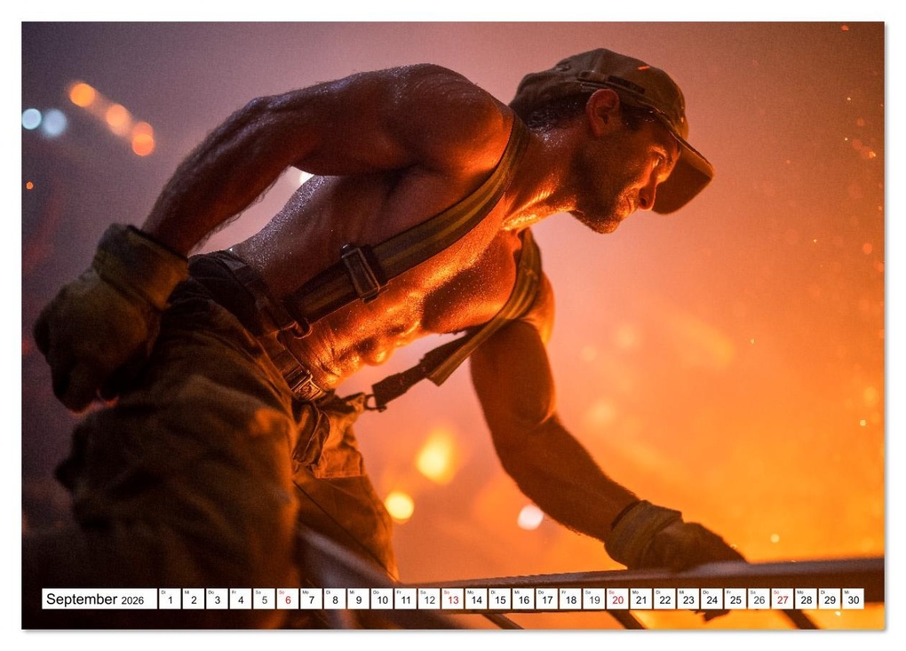Weitere Ansicht: Feuerwehrmänner - Sexy Körper und heiße Flammen (Tischkalender 2026 DIN A5 quer), CALVENDO Monatskalender | MB Fotografie, Calvendo