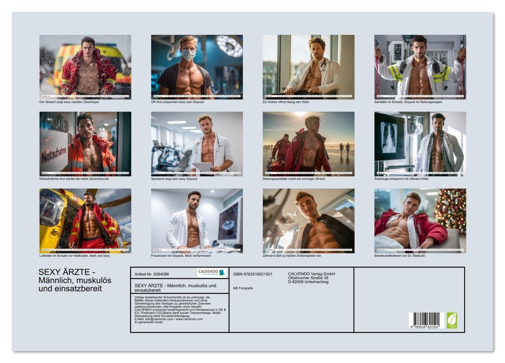 Weitere Ansicht: SEXY ÄRZTE - Männlich, muskulös und einsatzbereit (Wandkalender 2026 DIN A2 quer), CALVENDO Monatskalender | MB Fotografie, Calvendo