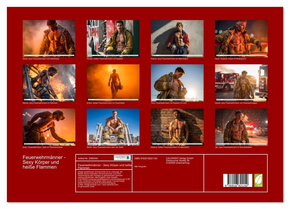 Weitere Ansicht: Feuerwehrmänner - Sexy Körper und heiße Flammen (Wandkalender 2026 DIN A3 quer), CALVENDO Monatskalender | MB Fotografie, Calvendo