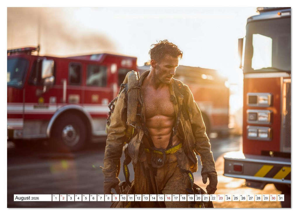 Weitere Ansicht: Feuerwehrmänner - Sexy Körper und heiße Flammen (Wandkalender 2026 DIN A3 quer), CALVENDO Monatskalender | MB Fotografie, Calvendo