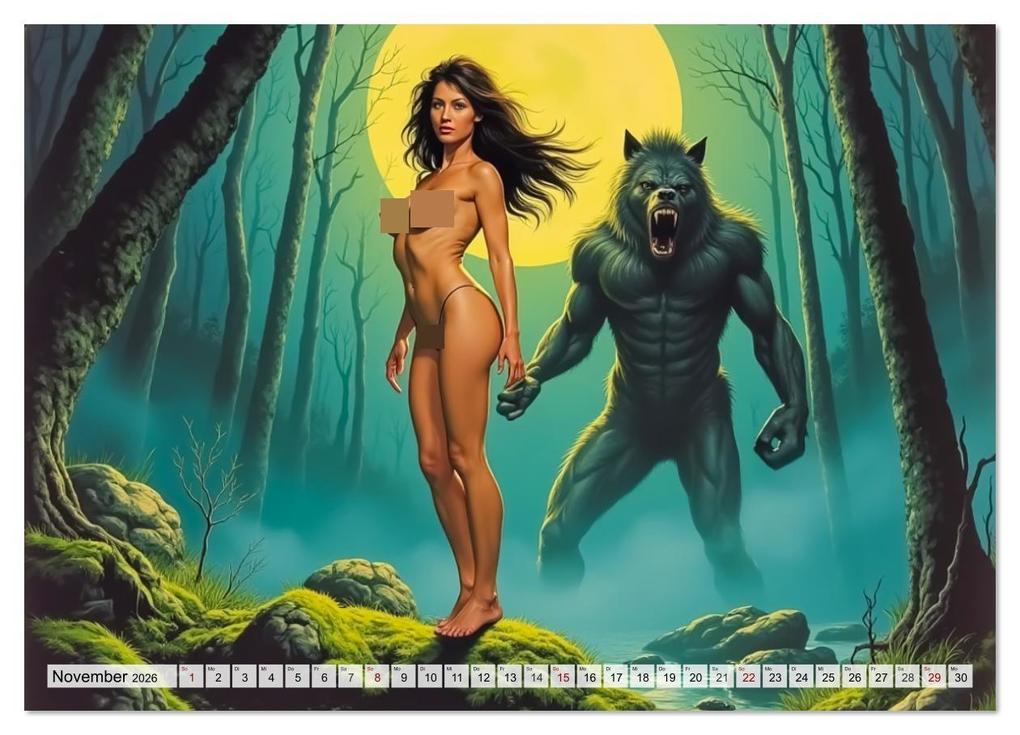 Weitere Ansicht: Spicy Fantasy - Vintage Horror und nackte Haut (Wandkalender 2026 DIN A3 quer), CALVENDO Monatskalender | pixs:sell pixs:sell, Calvendo, pixs:sell, Sell Pixs:Sell