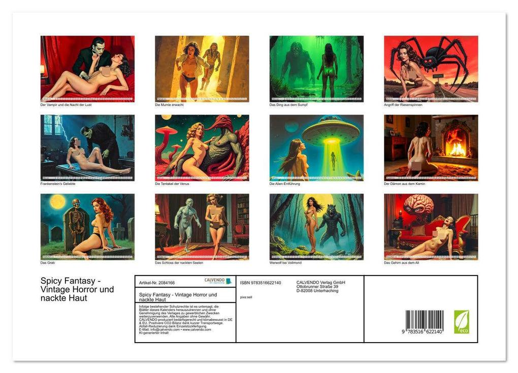 Weitere Ansicht: Spicy Fantasy - Vintage Horror und nackte Haut (Wandkalender 2026 DIN A3 quer), CALVENDO Monatskalender | pixs:sell pixs:sell, Calvendo, pixs:sell, Sell Pixs:Sell