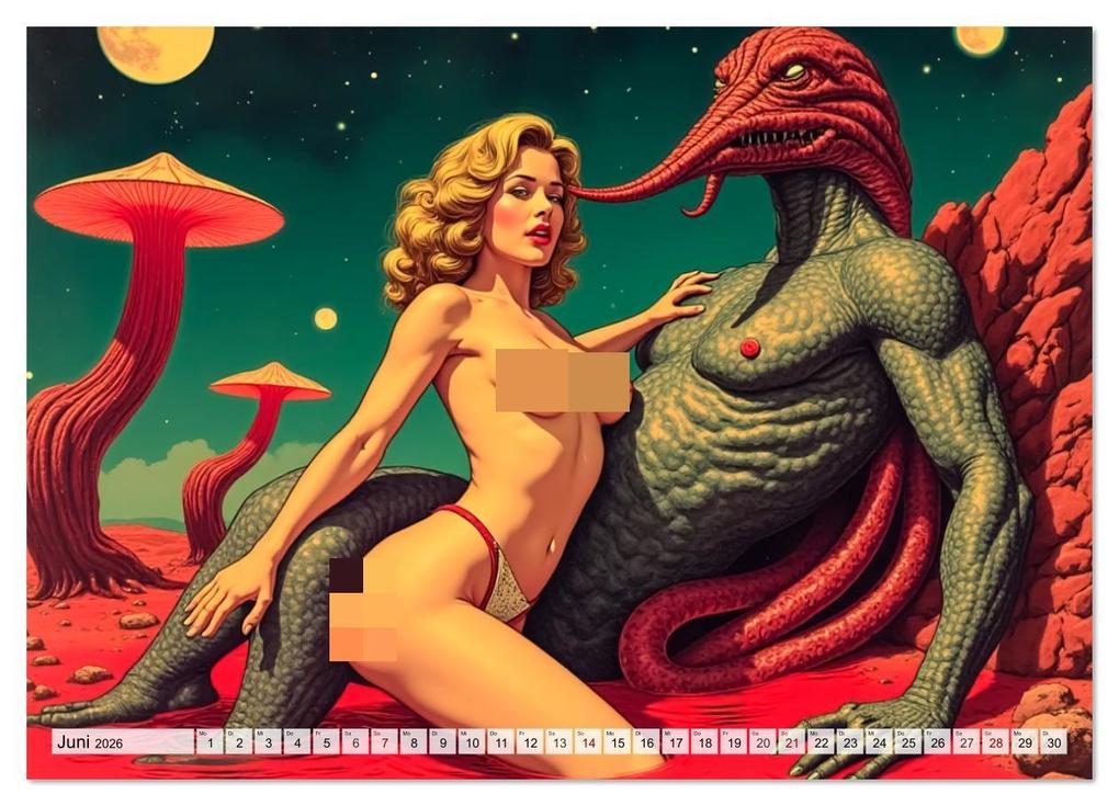 Weitere Ansicht: Spicy Fantasy - Vintage Horror und nackte Haut (Wandkalender 2026 DIN A3 quer), CALVENDO Monatskalender | pixs:sell pixs:sell, Calvendo, pixs:sell, Sell Pixs:Sell