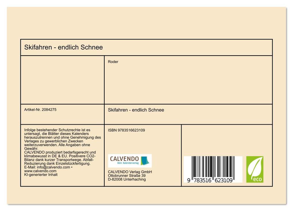 Weitere Ansicht: Skifahren - endlich Schnee (Tischkalender 2026 DIN A5 quer), CALVENDO Monatskalender | Roder Roder, Calvendo, Roder