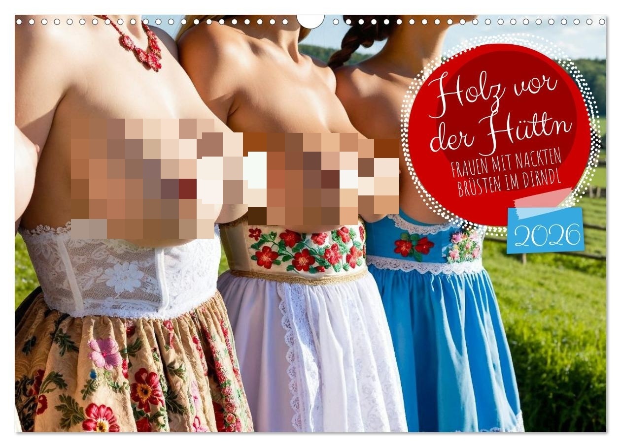 Produktbild: Holz vor der Hüttn - Frauen mit nackten Brüsten im Dirndl (Wandkalender 2026 DIN A3 quer), CALVENDO Monatskalender | MB Fotografie, Calvendo
