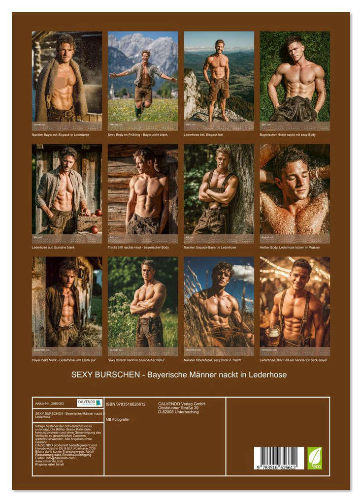 Weitere Ansicht: SEXY BURSCHEN - Bayerische Männer nackt in Lederhose (Wandkalender 2026 DIN A3 hoch), CALVENDO Monatskalender | Calvendo, MB Fotografie