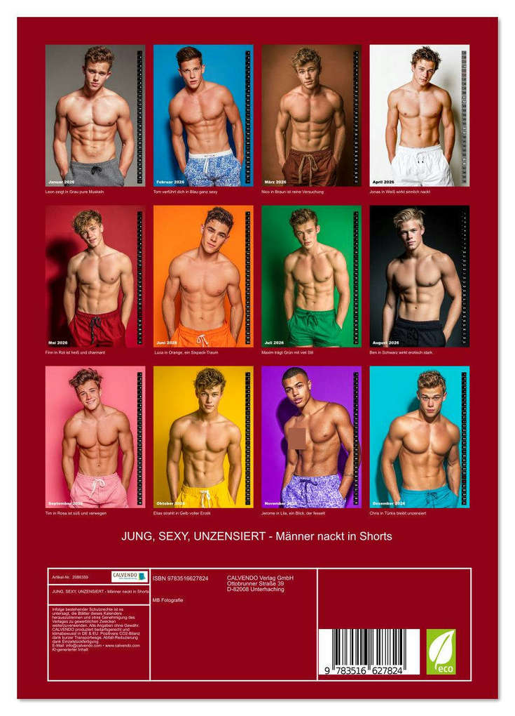 Weitere Ansicht: JUNG, SEXY, UNZENSIERT - Männer nackt in Shorts (Wandkalender 2026 DIN A4 hoch), CALVENDO Monatskalender | Calvendo