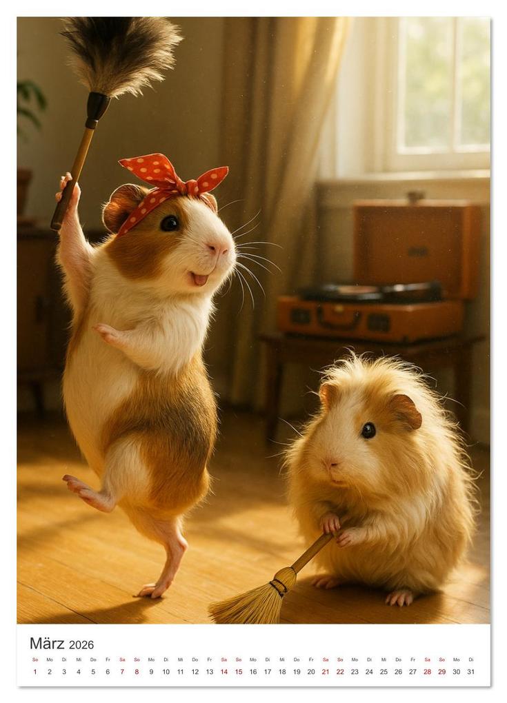 Weitere Ansicht: Cozy Moments - Meerschweinchen Kalender (hochwertiger Premium Wandkalender 2026 DIN A2 hoch), Kunstdruck in Hochglanz | Lars Reimers, Calvendo