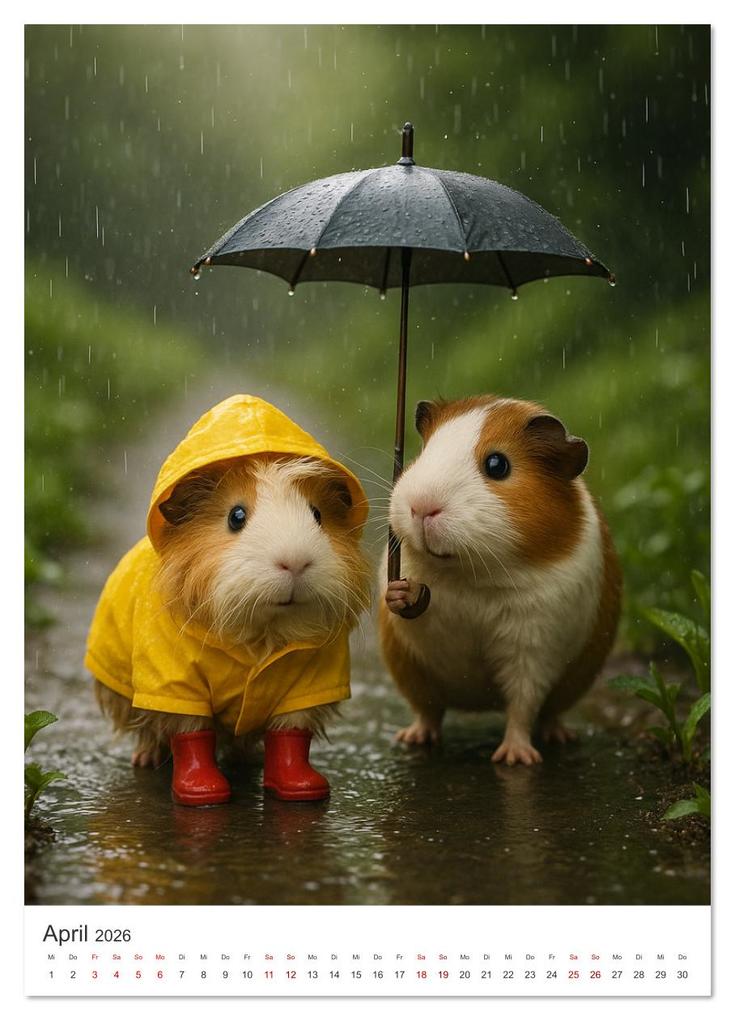 Weitere Ansicht: Cozy Moments - Meerschweinchen Kalender (hochwertiger Premium Wandkalender 2026 DIN A2 hoch), Kunstdruck in Hochglanz | Lars Reimers, Calvendo