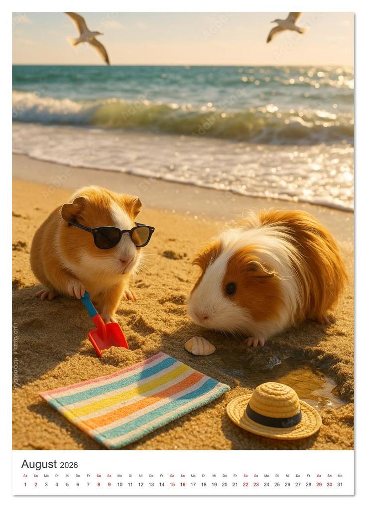 Weitere Ansicht: Cozy Moments - Meerschweinchen Kalender (hochwertiger Premium Wandkalender 2026 DIN A2 hoch), Kunstdruck in Hochglanz | Lars Reimers, Calvendo