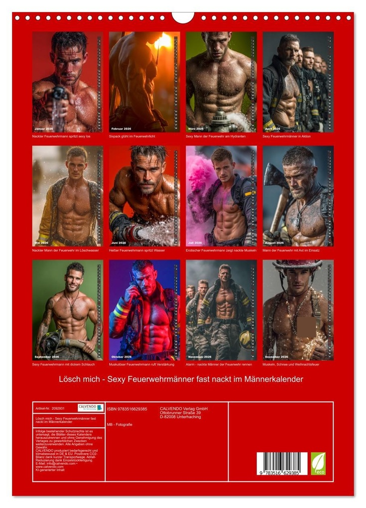 Weitere Ansicht: Lösch mich - Sexy Feuerwehrmänner fast nackt im Männerkalender (Wandkalender 2026 DIN A3 hoch), CALVENDO Monatskalender | MB - Fotografie, Calvendo