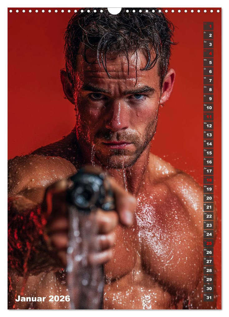Weitere Ansicht: Lösch mich - Sexy Feuerwehrmänner fast nackt im Männerkalender (Wandkalender 2026 DIN A3 hoch), CALVENDO Monatskalender | MB - Fotografie, Calvendo
