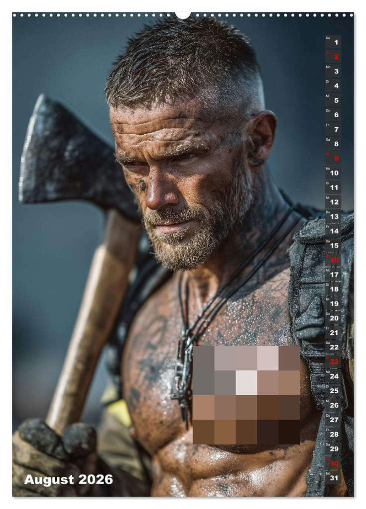 Weitere Ansicht: Lösch mich - Sexy Feuerwehrmänner fast nackt im Männerkalender (hochwertiger Premium Wandkalender 2026 DIN A2 hoch), Kunstdruck in Hochglanz | MB - Fotografie, Calvendo