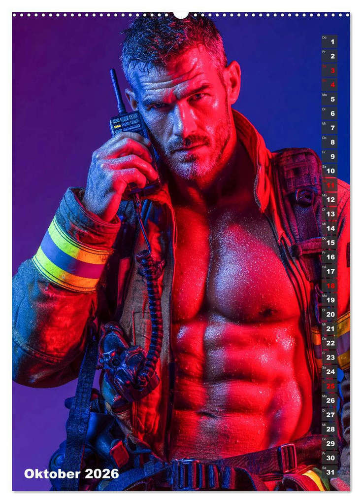 Weitere Ansicht: Lösch mich - Sexy Feuerwehrmänner fast nackt im Männerkalender (hochwertiger Premium Wandkalender 2026 DIN A2 hoch), Kunstdruck in Hochglanz | MB - Fotografie, Calvendo