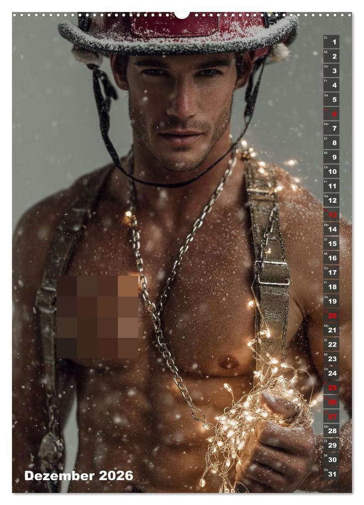 Weitere Ansicht: Lösch mich - Sexy Feuerwehrmänner fast nackt im Männerkalender (hochwertiger Premium Wandkalender 2026 DIN A2 hoch), Kunstdruck in Hochglanz | MB - Fotografie, Calvendo