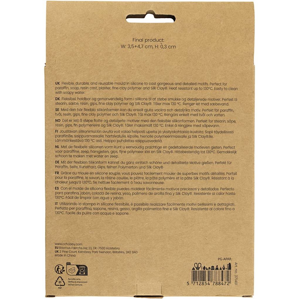 Weitere Ansicht: Creativ Company Silikonform, Schneeflocken und Weihnachtsbäume, H 0,3 cm, B 3,5+4,7 cm, mit Loch zum Aufhängen, Matt transparent, 2 Stk/ 1 Stk