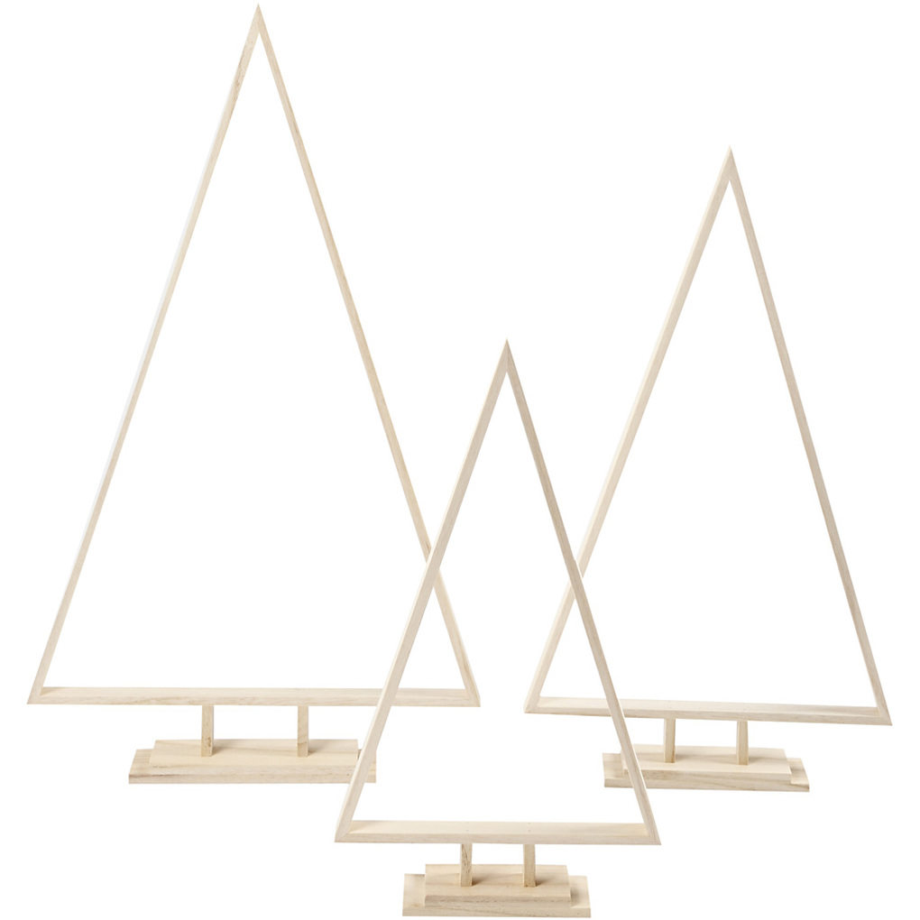Weitere Ansicht: Creativ Company Weihnachtsbäume aus Holz, H 40+50+60 cm, B 22,5+29+35 cm, 3er Set