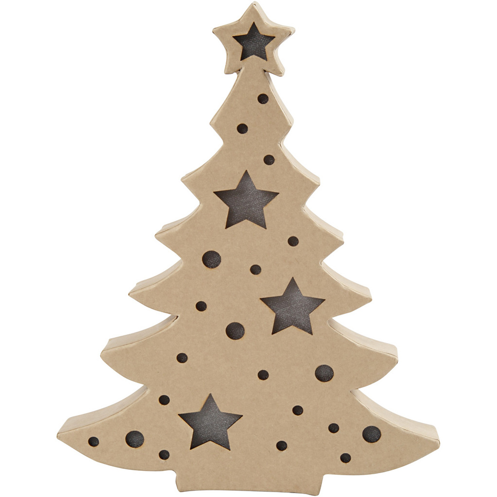 Weitere Ansicht: Creativ Company Leuchtende Pappmaché-Figur, Weihnachtsbaum, H 27 cm, T 4 cm, B 21,5 cm, 1 Stk