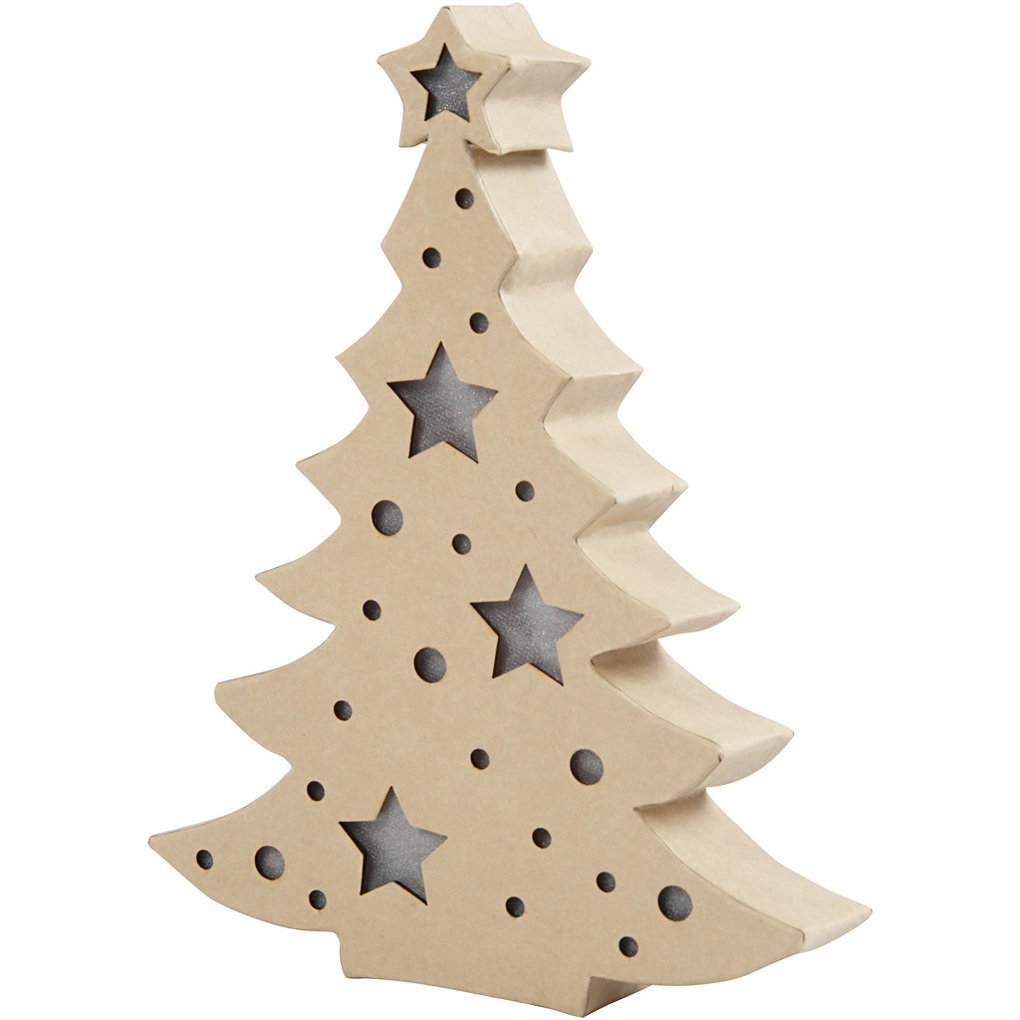 Weitere Ansicht: Creativ Company Leuchtende Pappmaché-Figur, Weihnachtsbaum, H 27 cm, T 4 cm, B 21,5 cm, 1 Stk