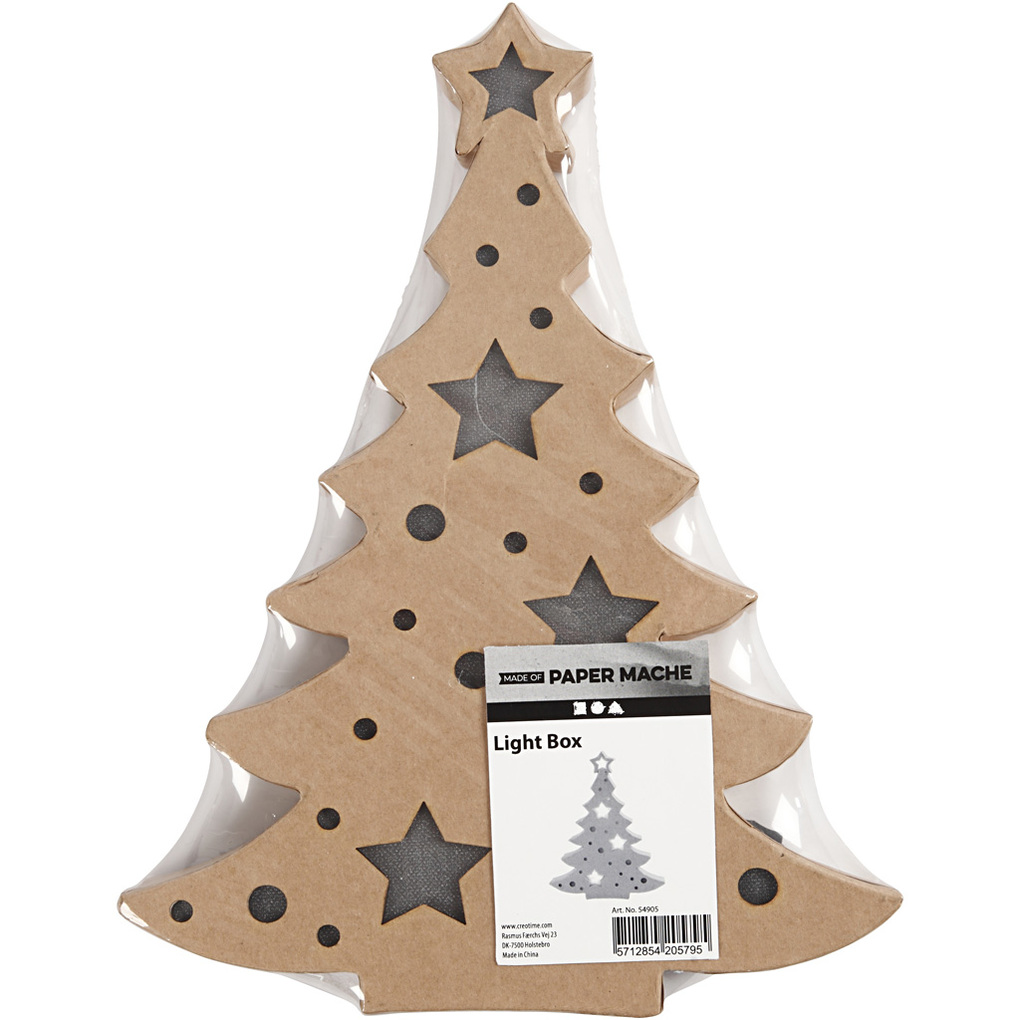 Weitere Ansicht: Creativ Company Leuchtende Pappmaché-Figur, Weihnachtsbaum, H 27 cm, T 4 cm, B 21,5 cm, 1 Stk