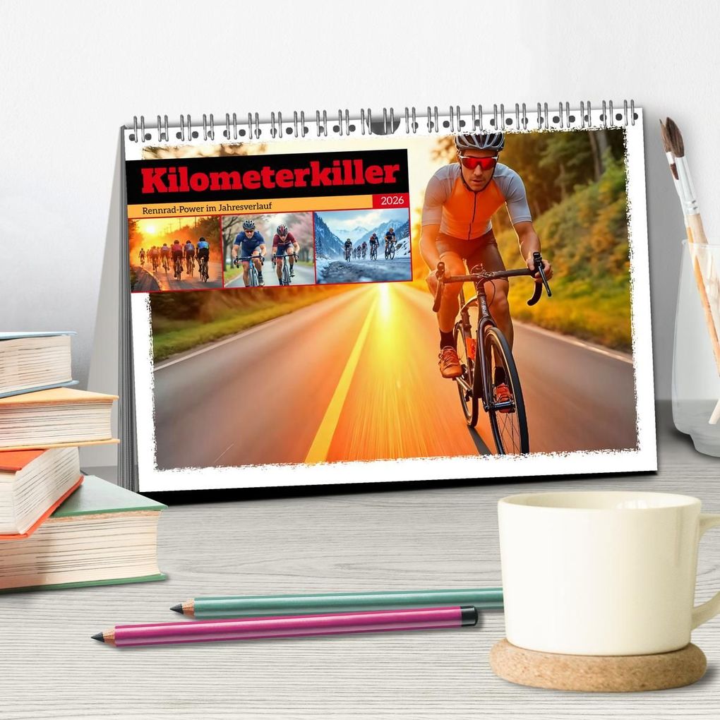 Weitere Ansicht: Kilometerkiller - Rennrad-Power im Jahresverlauf (Tischkalender 2026 DIN A5 quer), CALVENDO Monatskalender | Fred Schimak, Calvendo