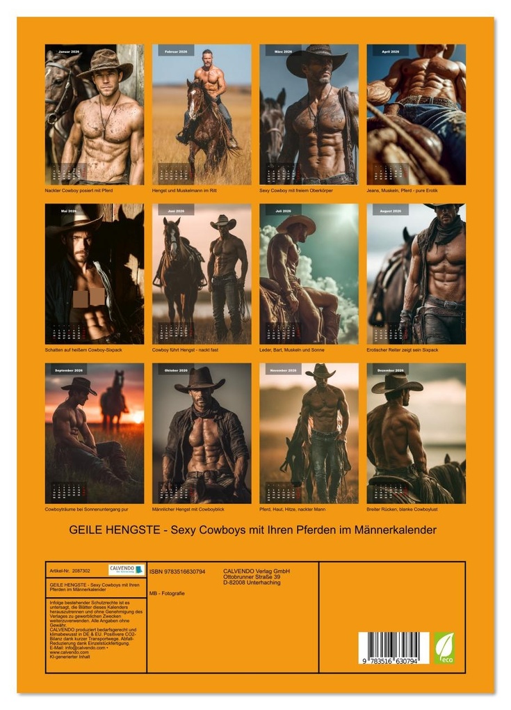 Weitere Ansicht: GEILE HENGSTE - Sexy Cowboys mit Ihren Pferden im Männerkalender (Wandkalender 2026 DIN A3 hoch), CALVENDO Monatskalender | MB - Fotografie, Calvendo