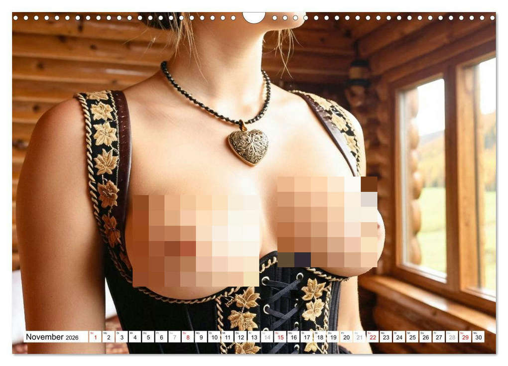Weitere Ansicht: Holz vor der Hüttn - Frauen mit nackten Brüsten im Dirndl (Wandkalender 2026 DIN A3 quer), CALVENDO Monatskalender | MB Fotografie, Calvendo